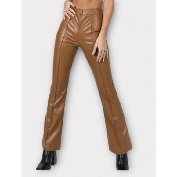 Womens Princess Polly Faux Leather Flare Pants Size 6 - Picture 1 of 7
